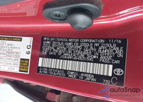 2017 Toyota Prius Two Eco from USA, damaged, VIN JTDKARFU6H3531590